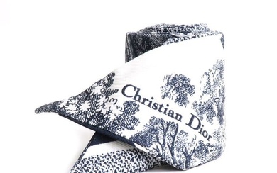 Christian Dior Scarf Ribbon Silk Navy x White Women's
