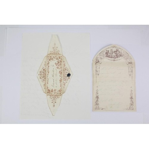 Circa 1840 Decorative Envelope and Decorative Letter, this l...