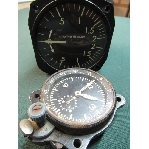 Circa WWII period fighter planes cockpit dial clock serial n...