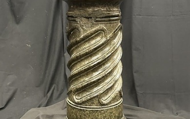 Classic Style Green Marble Spiral Carved Pedestal