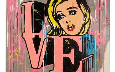 Clem$ born 1974 LOVE 59" Pop Art Graffiti Painting