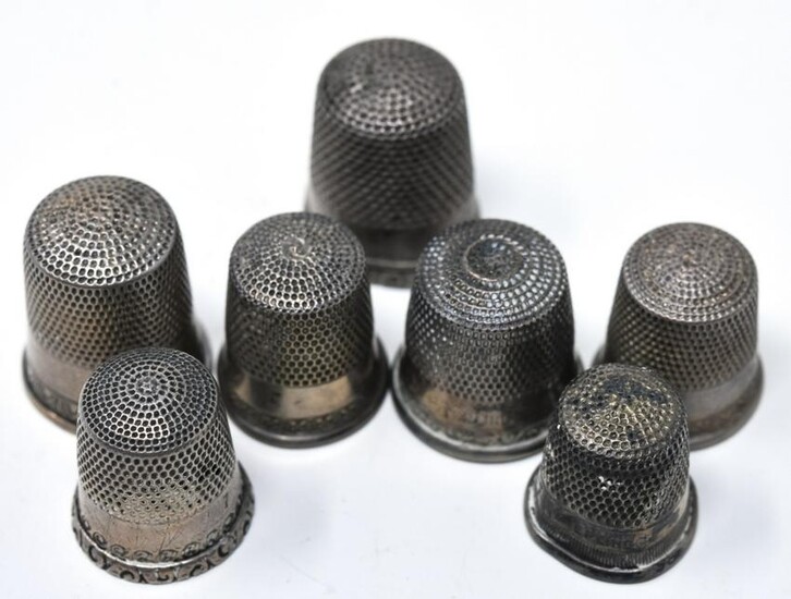 Collection Antique Sterling Silver Sewing Thimbles