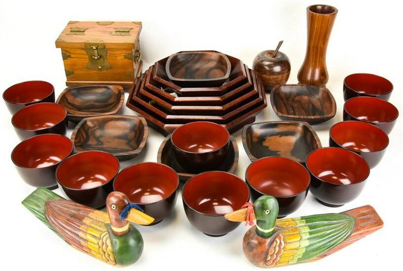 Collection of Japanese Carved & Lacquer Ware Items