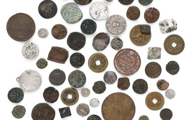 Collection of coins, inkl. Ancient, China, India, Norway, in total 64 pcs