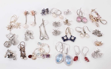 Collection of contemporary silver paste set earrings (23 pairs)