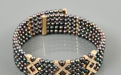 Collier de Chien de perles de Tahiti diamètre 5 mm, 750 MM, attaches et motifs...
