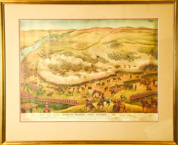 Color Lithograph Depicting The Battle of Omdurman