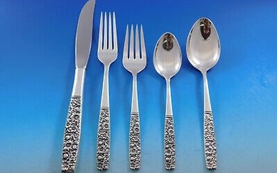 Contessina by Towle Sterling Silver Floral Flatware Set For 12 Service 68 Pieces