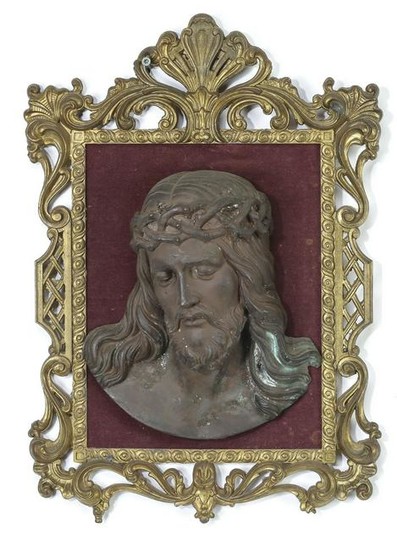 Continental bronze relief plaque of Christ