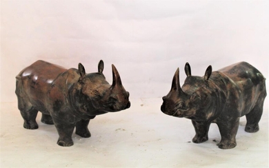 Coppia di Rinoceronte in bronzo