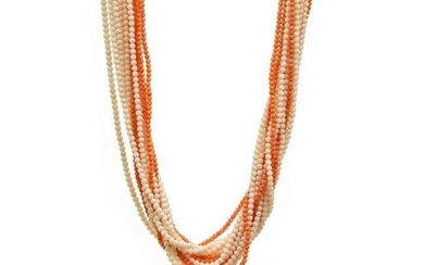 Coral and silver torsade necklace, Taxco, mexico with