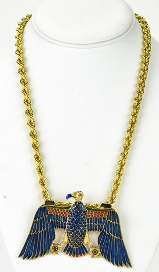 Costume Egyptian Phoenix Pendant Gold Filled Chain