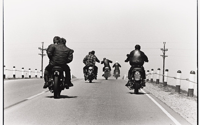 DANNY LYON (1942- ) Rt. 12, Wisconsin, from The Bikeriders. Silver print, the...