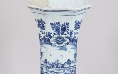 DELFT. Earthenware CORNET VASE decorated with a floral...