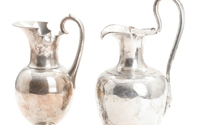 Danish 19th century silver pitchers. Makers presumably Christian Frederik Herreborg and Theodor Wilhelm Meyer. H. 22 and 26 cm. (2)