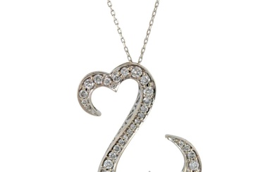 Diamond 14K White Gold Open Infinity Heart Pendant Necklace