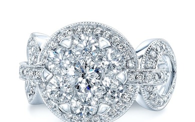 Diamond Equestrian-inspired Ring In 14k White Gold 1.15ctw