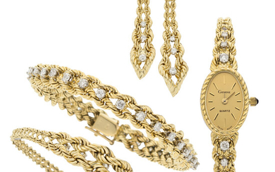 Diamond, Gold Jewelry Suite Case: 20 x 15 mm,...