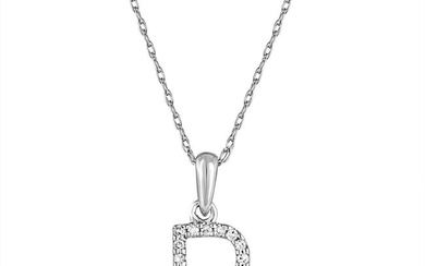 Diamond Initial "R" Necklace in 14K White Gold