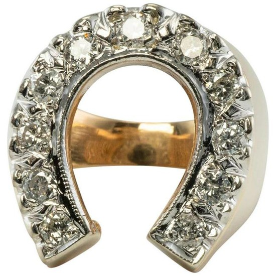 Diamond Ring Horseshoe 14K Yellow Gold