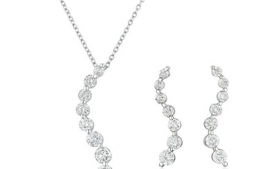 Diamond Swirl Pendant Necklace and Earrings Set
