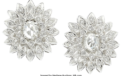 Diamond, White Gold Earrings Stones: Rose-cut diamonds weighing a...