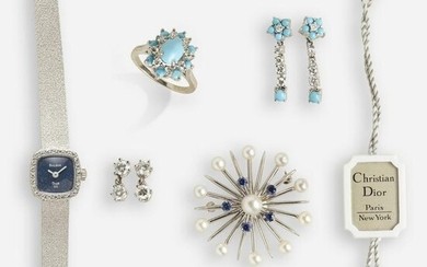 Dior wristwatch & group of diamond and gem-set jewelry