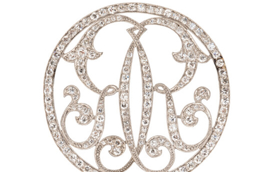 Edwardian Platinum and Diamond Monogram Brooch