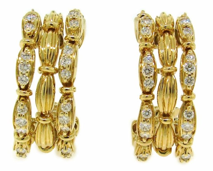 Elegant TIFFANY & Co. DIAMOND YELLOW GOLD HOOP EARRINGS