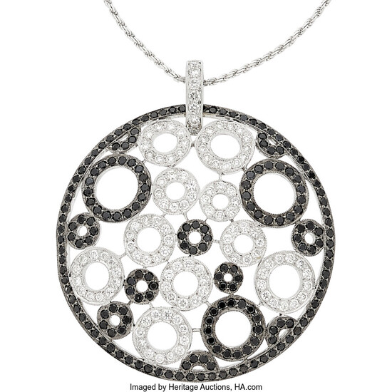 Eli Frei Colored Diamond, Diamond, White Gold Pendant-Necklace Stones:...