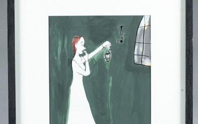 Ellen Berkenblit. Gouache. Woman and a Lantern.