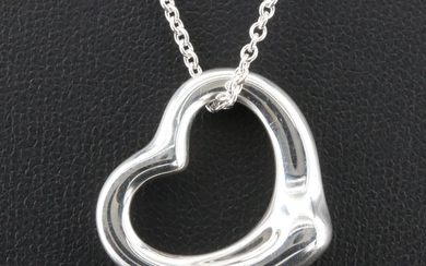 Elsa Peretti for Tiffany & Co. "Open Heart" Sterling Silver Pendant Necklace