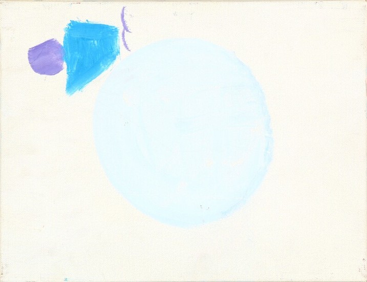 Else Fischer-Hansen: Composition. Signed on the reverse Else Fischer-Hansen 1985. Oil on canvas. 26×33 cm.