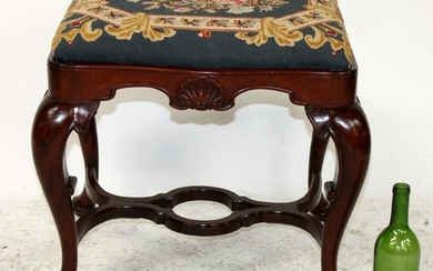 English mahogany needlepoint stool