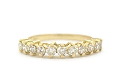 Estate Round Single Cut Diamond Wedding Band Ring 18K Yellow Gold, 1.96 Gr