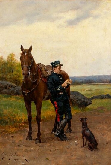 Etienne-Prosper Berne-Bellecour French, 1838-1910 A Quick Lunch on the Road