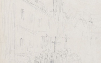 Eugène ZAK (1884-1926) Procession en Bretagne, circa 1905 Crayon sur papier, cachet de la signature...