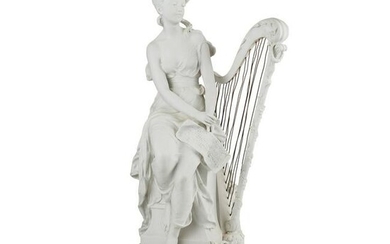 FRENCH BISQUE FIGURE OF A WOMAN WITH A HARP, AFTER