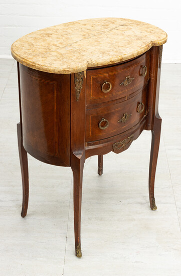 FRENCH MAHOGANY & MARBLE TOP COMMODE, 19TH.C. H 30" W 24"