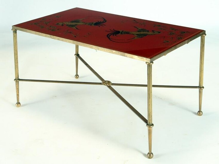 FRENCH NEOCLASSICAL STYLE BRASS COFFEE TABLE 1950