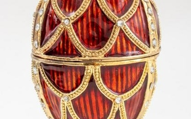 Faberge Style Red Enamel Musical Easter Egg