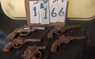 Five Antique Cast Iron Toy Pistols