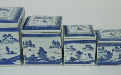 Five Canton Graduated Boxes, 19th Century