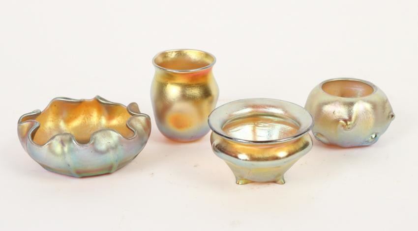 Four L.C. Tiffany Favrile Glass Small Articles