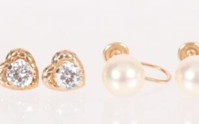 Four Pairs of 14k Gold Earrings