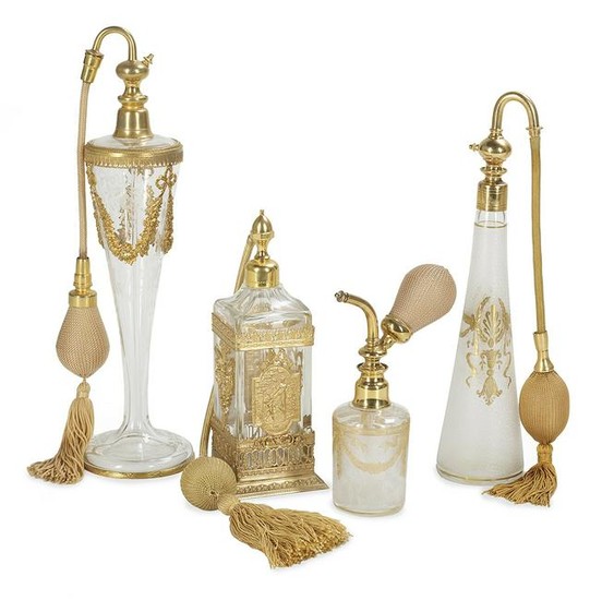 Four Vintage Crystal Perfume Atomizers