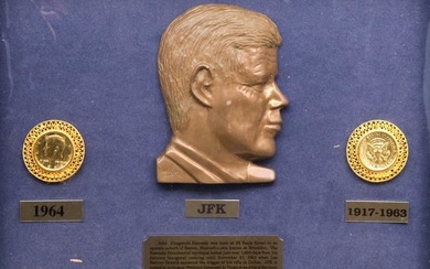 Framed Donjo Bronze JFK Relief Profile
