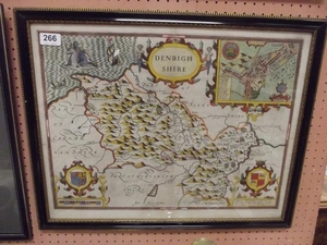 Framed and glazed antique hand coloured John Speede map of D...