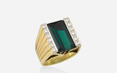 Frank J. Golden Tourmaline, diamond, and gold ring