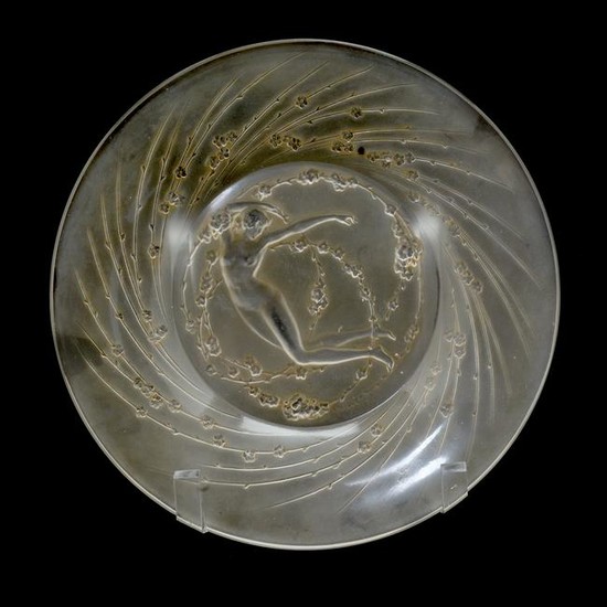 French Lalique Frosted Crystal Plate with Nude Female.